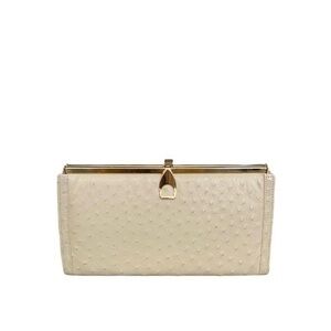 Corbeau 1980’s Vintage Nude Beige Neutral Ostrich Vintage Leather‎ Clutch Bag